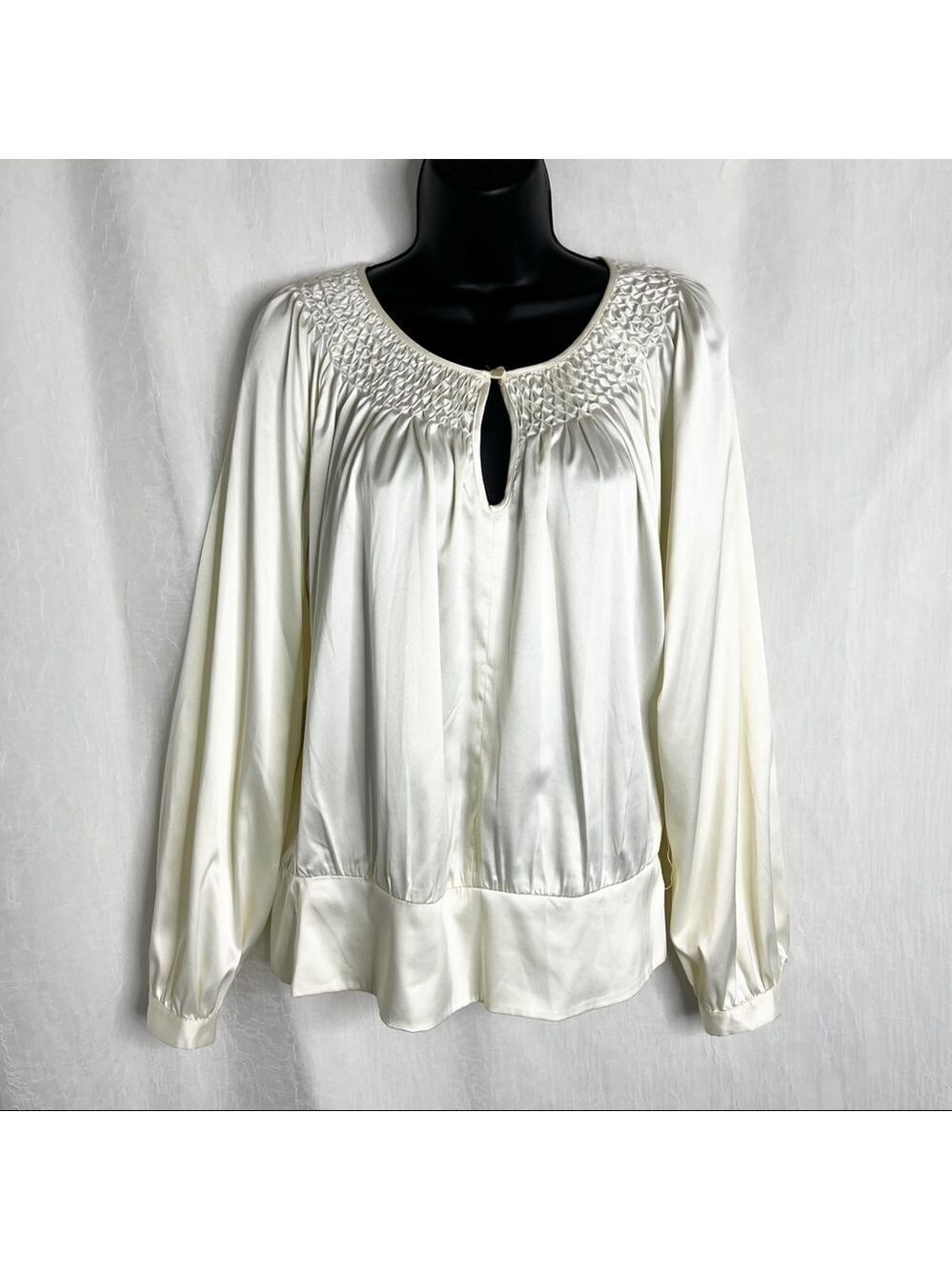 BOB MACKIE Studio Vintage Ivory Satin Blouse